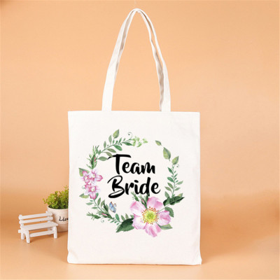 TeamBride Single Party Bridesmaid Group Printed Gift Box Bag Bridal Shower Party Handheld Cotton Convenience Bag