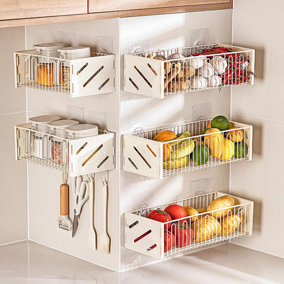 Kitchen scallion, ginger, garlic basket, non perforated storage, wall mounted inclined mouth thickened godsend, multifu