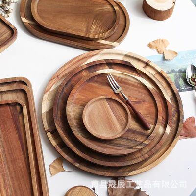 Cross border lovesick wooden tray pizza tray home coffee bread plate solid wood cooked food cheesecake fruit tray