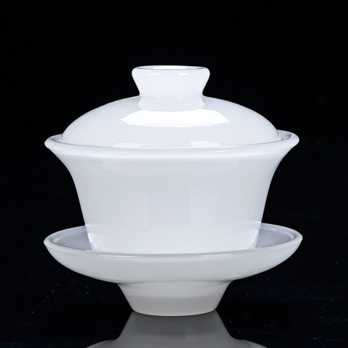 Glass covered bowl, teacup, single high-end large tea maker, Kung Fu three talented bowl, white jade porcelain tea bowl