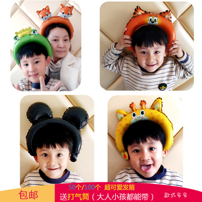 Balloon headband, children's cartoon kindergarten toy, WeChat store, push and suction fan attraction, small gift artifa