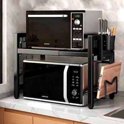 Household microwave oven storage rack seasoning rack countertop oven bracket rice cooker retractable kitchen storage ra