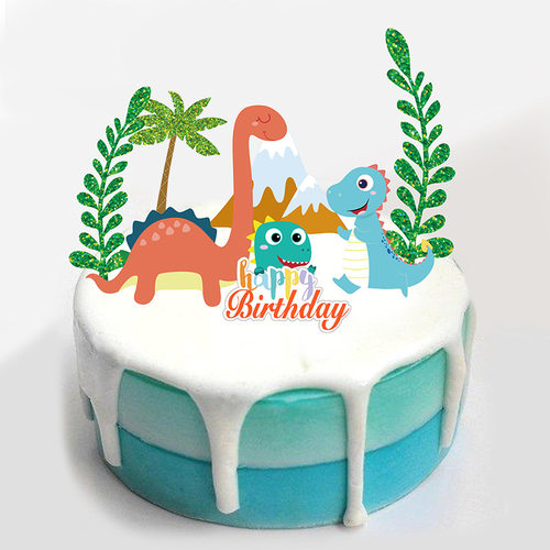 Dinosaur cake card insertion, forest animal, children's first year party, birthday decoration paper plugin, graduation