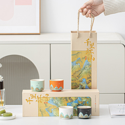 Thousands of miles long tea cup The Palace Museum Cultural Creative Ceramics China-Chic master cup hand-painted persona