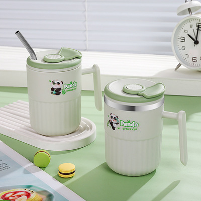 304 stainless steel mug with lid, anti drop, large capacity household coffee cup, high aesthetic office water cup, non