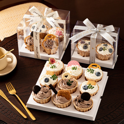Paper cupcake box, transparent high dessert packaging box, small cup packaging box, Muffin cup 24612 pieces per pack