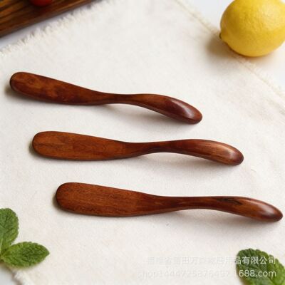 Wooden thick handle facial mask knife creative wooden tableware jam knife set monochrome printable LOGO cake knife