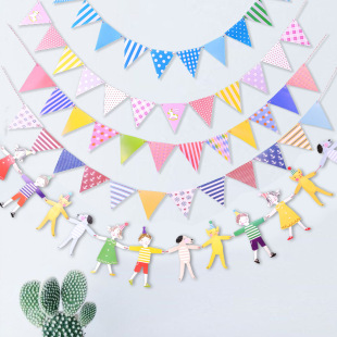 School classroom International Children's Day birthday party decoration flag triangle flag layout color flag flower