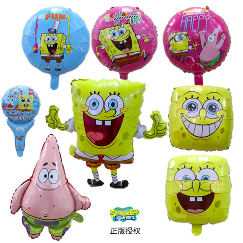 Authorized SpongeBob SquarePants Big Star Cartoon Balloon Children's Birthday Party Decoration Scene Aluminum Film Ball