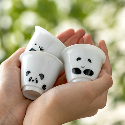 Dehua white porcelain panda tea cup, ceramic tea cup, master cup, single kung fu tea set, tea cup, Chinese hospitality