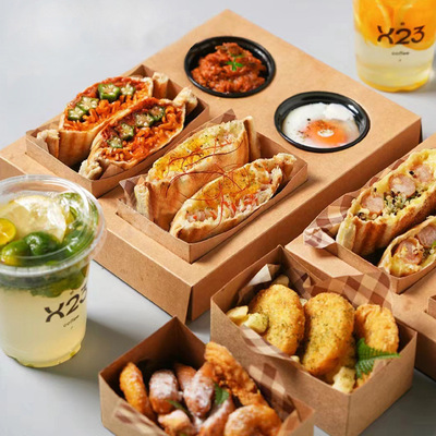Cross border meal boxes, hamburgers, sandwich boxes, set meals, coffee shops, snacks, drinks, cups, disposable packagin