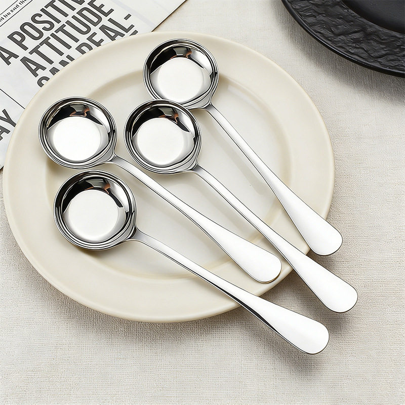 316 stainless steel round headed flat bottomed spoon, household bowl mouth deepening soup spoon, rice spoon, spoon, rou