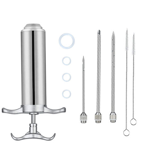 Turkey syringe, 304 stainless steel barbecue and bacon seasoning syringe, brine injection needle, Meat Injector