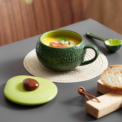Avocado green breakfast oat cup children's microwave steamed egg milk coffee cup ceramic water cup mug
