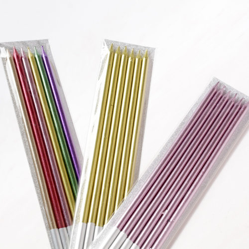Pencil Birthday Cake Candles 6 Smokeless Bags Slender Metallic Paint Birthday Party Cake Candles