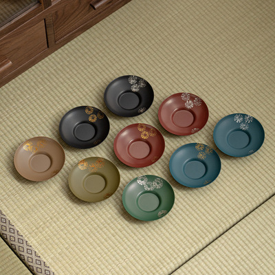 Pure purple copper tea cup mat, cup holder, cup mat, Kung Fu tea set, tea ceremony accessories, handmade Japanese style