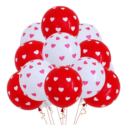 Valentine's Day heart-shaped printed balloons, creative wedding room decorations, wedding latex balloons for celebratio