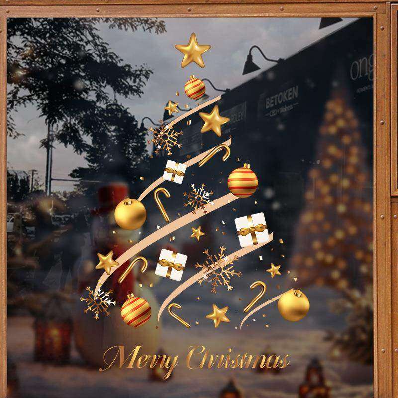 节日氛围感布置金色贴纸圣诞树商场店铺静电玻璃门橱窗窗花装饰,节庆用品/礼品,节日装扮用品,淘宝优惠券,粉丝福利购,淘宝优惠卷
