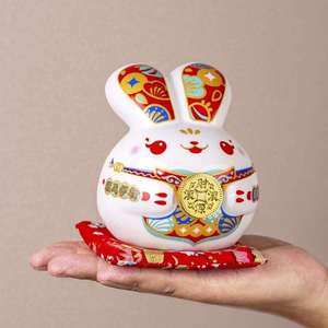 创意陶瓷兔子存钱罐网红大号可爱卡通款高级感摆件客厅储钱罐送礼