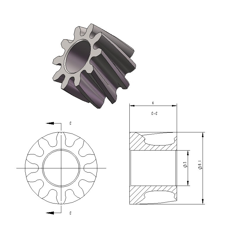 JGB37减速电机马达齿520电机齿轮 3530减速电机齿轮555电机齿斜齿