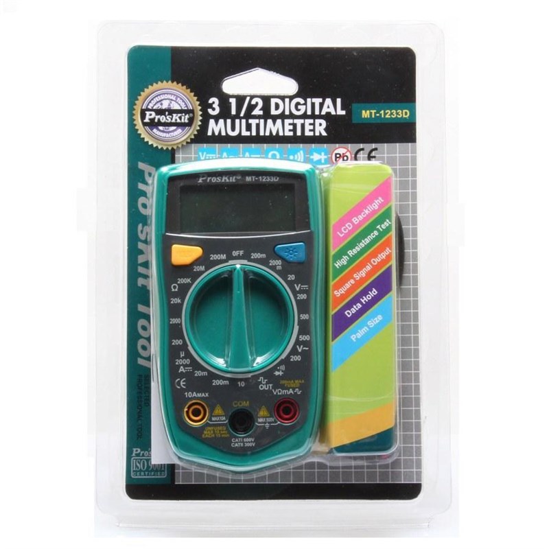宝工MT-1233D-C数字万用表3 1/2 数字电表 数显万用表 带方波测试