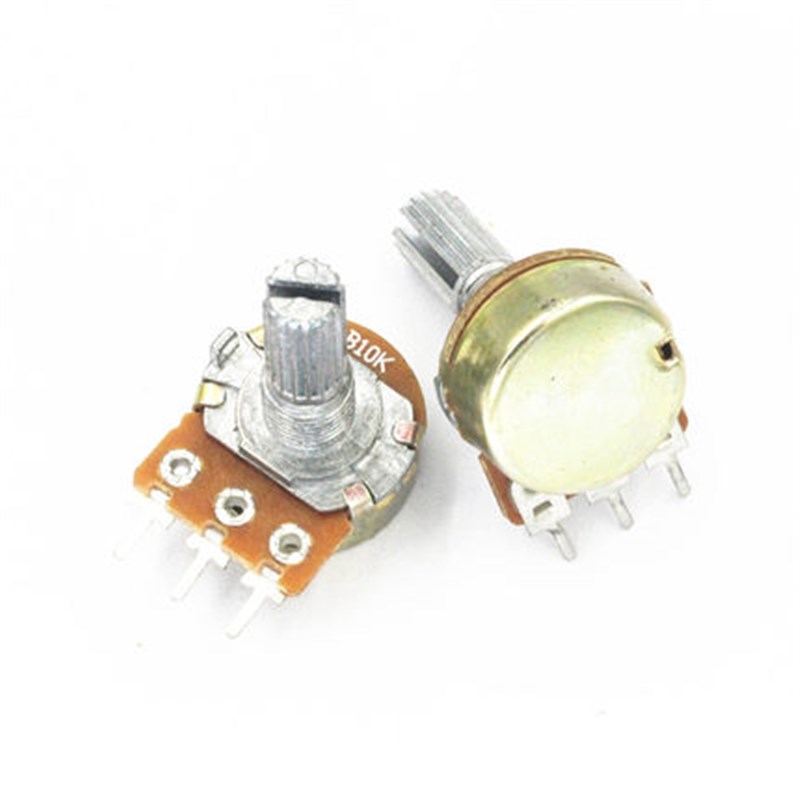 单联电位器 B10K 三脚 10K 柄长15mm 卧式 WH148 电位器