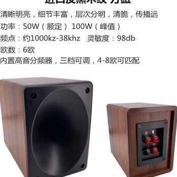 号角高音喇叭音箱可调频率木质发烧级带分频超高音扬声器音响