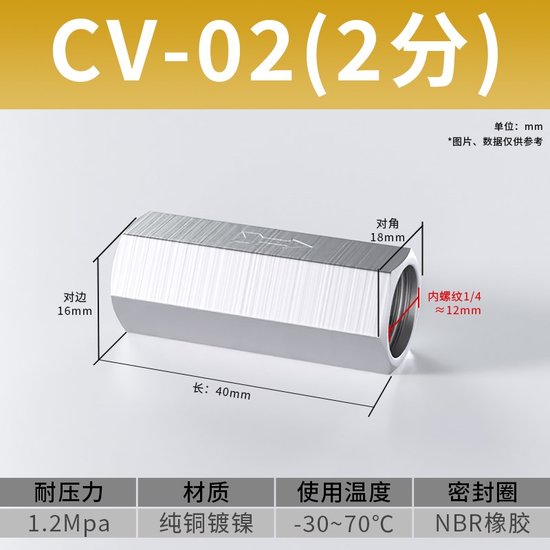 单向阀气动止回阀气泵气管止气阀空压机气压气路止逆阀CV-01/02分