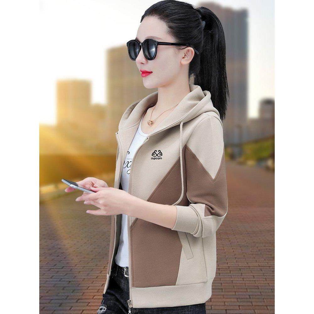 潮牌CVY连帽卫衣外套女2025春秋新款撞色短开衫休闲运动百搭上衣,女装/女士精品,短外套,淘宝优惠券,粉丝福利购,淘宝优惠卷