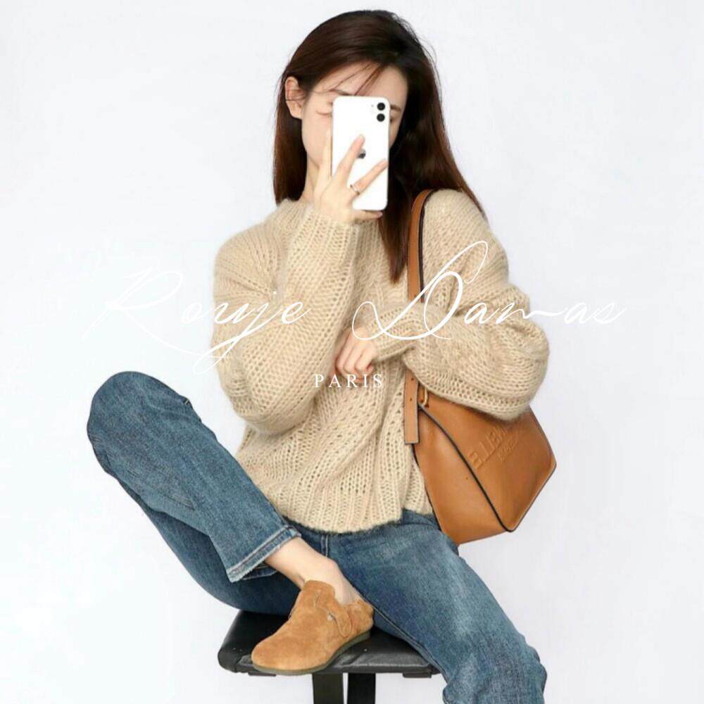 Rouje Damas法式软糯马海毛毛衣女2025新款设计感小众针织衫上衣