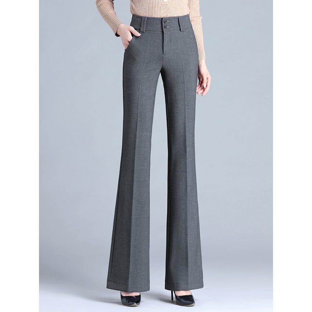 灰色微喇裤女秋季2025新款高腰垂感显瘦直筒职业休闲西装裤喇叭裤