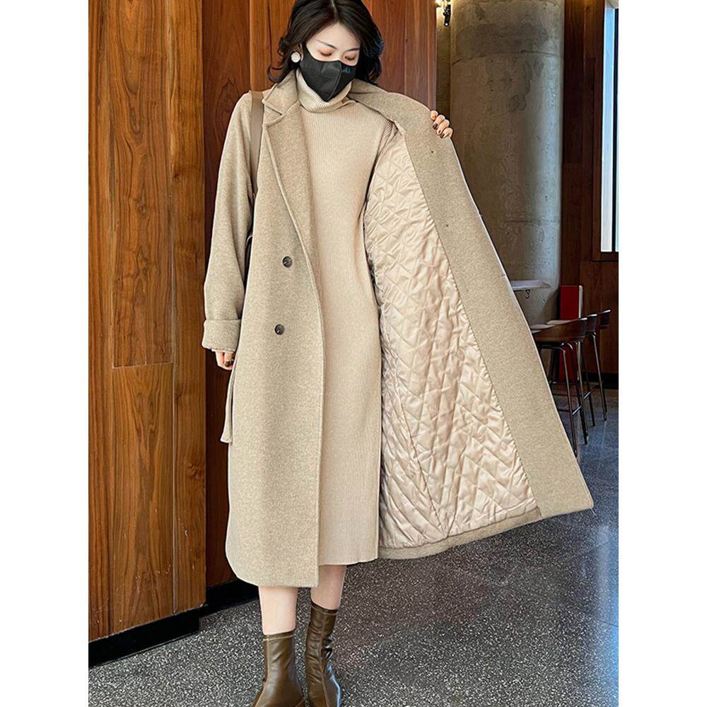 外套女秋冬2025新款毛呢中长款加厚高级韩版夹棉开衫宽松棉服大衣