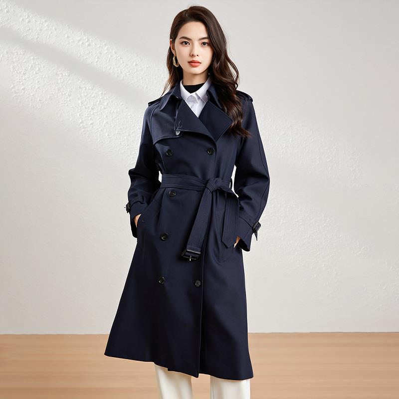 AILI恩裳秋冬新款气质英伦风大衣宽松显瘦时尚高端中长款风衣外套