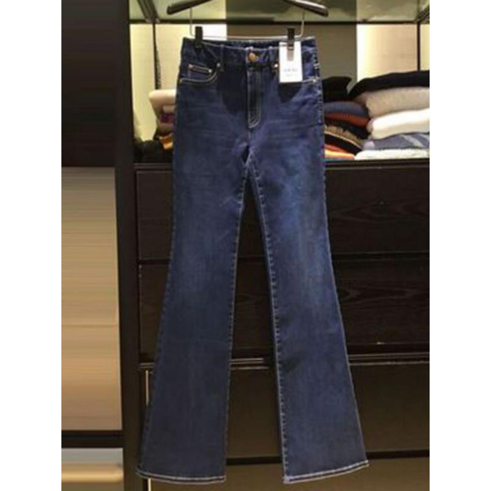 2025春秋新款小腾阿玛施月高腰修身休闲微喇长裤牛仔裤1100271