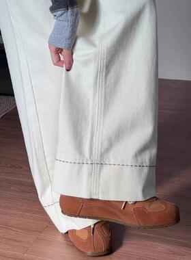 法国Rixo Kelly白色阔腿牛仔裤新款小个子直筒裤梨形身材气质裤子