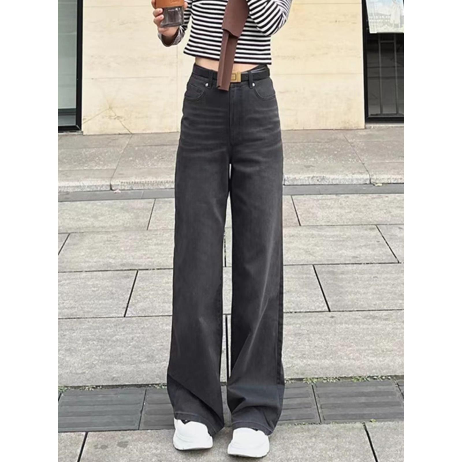 2025秋冬新款鑫欣阿玛施艾正加绒阔腿牛仔裤显瘦直筒长5100388