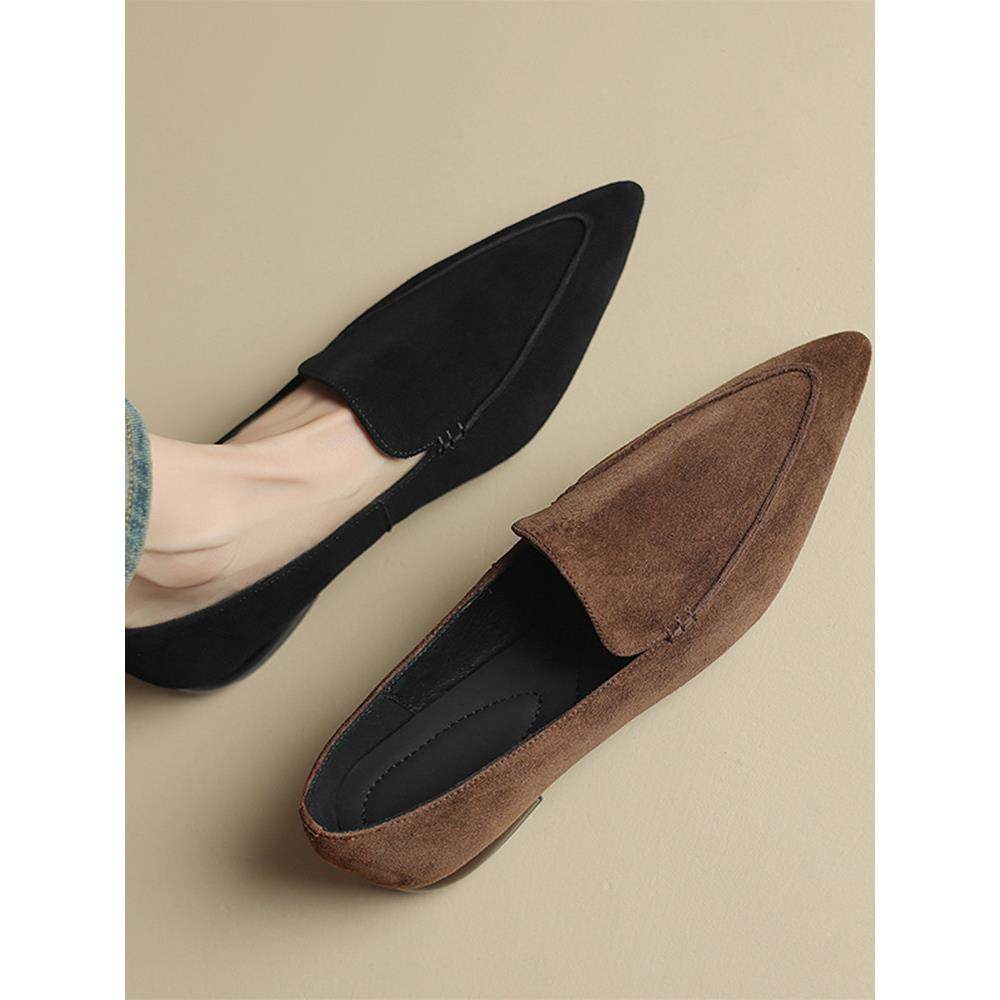 a·d·赫本~法国女式低跟乐福鞋，磨砂尖头鞋，深口小皮鞋，真皮,女鞋,乐福鞋（豆豆鞋）,淘宝优惠券,粉丝福利购,淘宝优惠卷