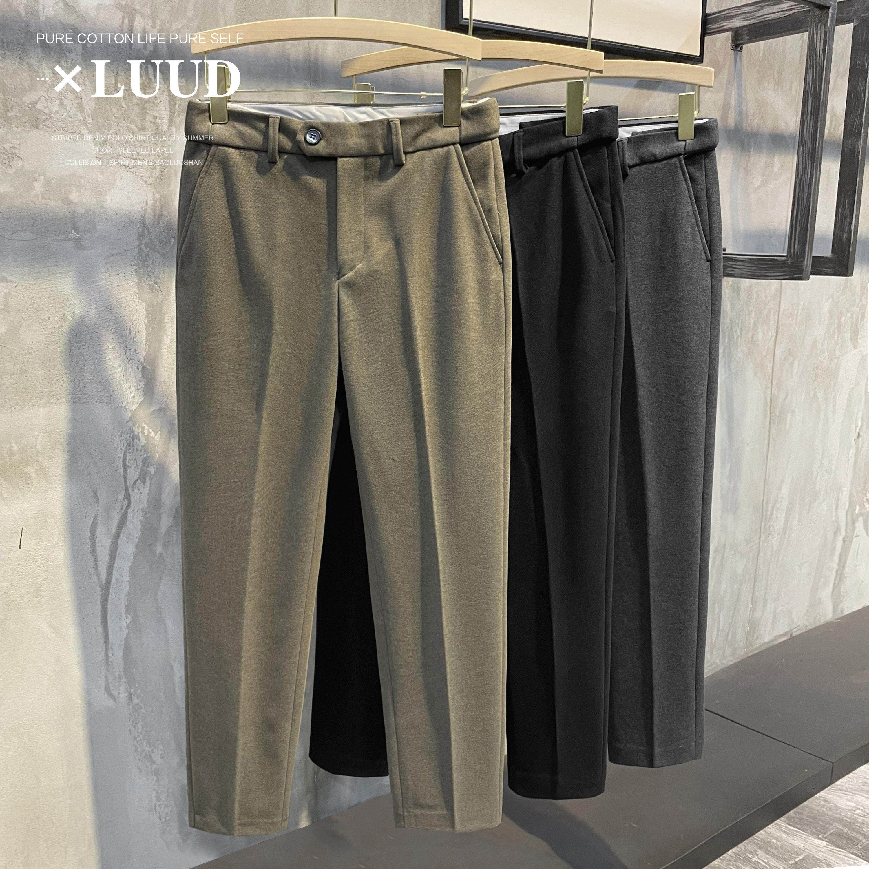 羊毛呢料休闲裤男士修身小脚松紧腰长裤子英伦百搭秋冬款磨毛西裤,男装,西裤,淘宝优惠券,粉丝福利购,淘宝优惠卷