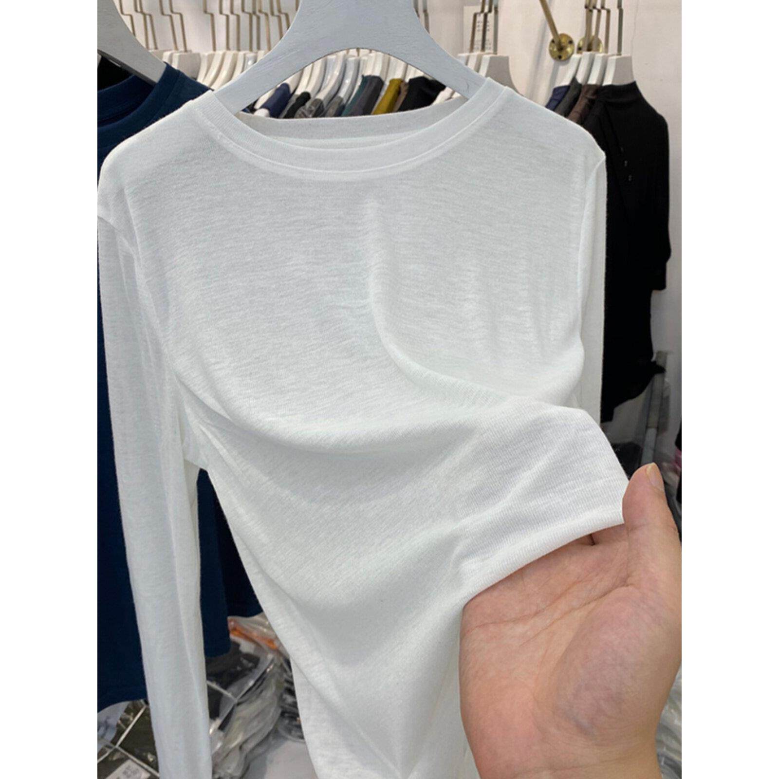 韩国长袖T恤女面膜打底衫内搭2025春秋女装新款大码洋气体恤上衣