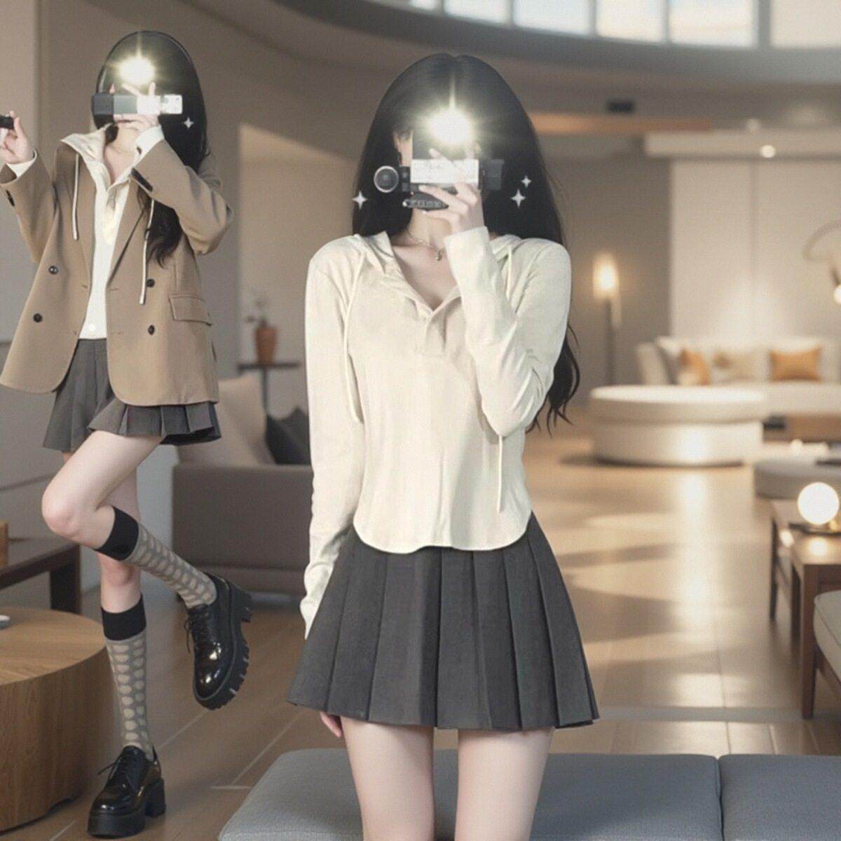 日系秋装盐系穿搭时尚御姐轻熟学院风西装外套百褶裙子两件套装女