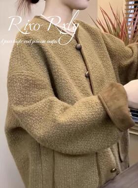 RIXO RXLY小香风短款外套女秋冬设计宽松显瘦小个子皮毛一体上衣
