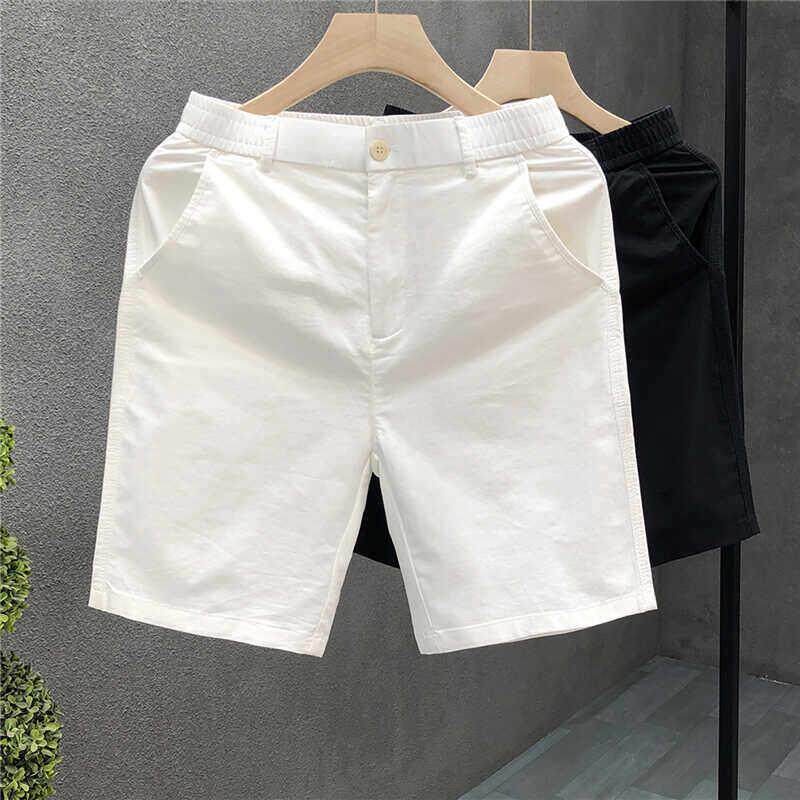 欧洲站男士休闲短裤夏季薄款白色简约五分裤韩版宽松透气直筒裤潮