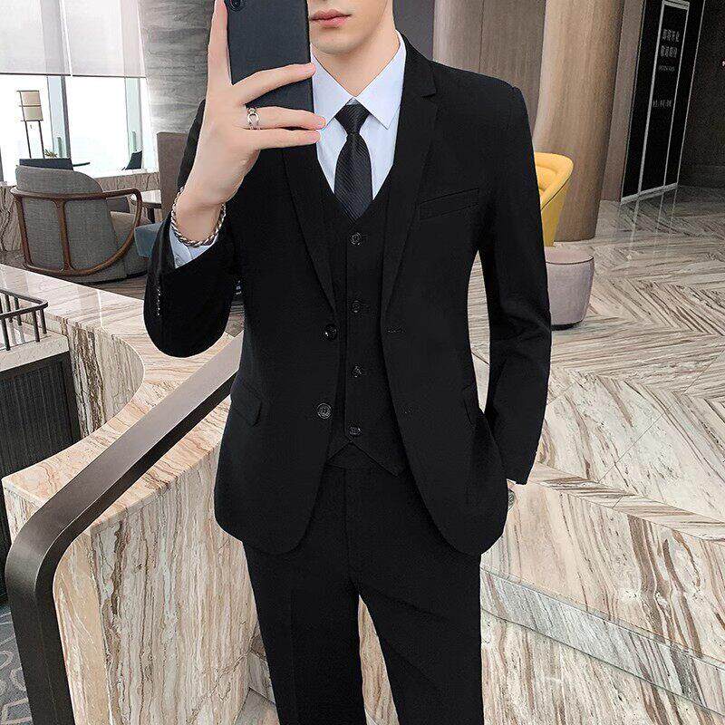 斯蒂芬西装套装男高级感结婚新郎伴郎商务休闲正装男士西服三件套