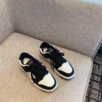 Aurora Simple Travel ~真皮黑白熊猫女鞋2025春秋季新款流行运动