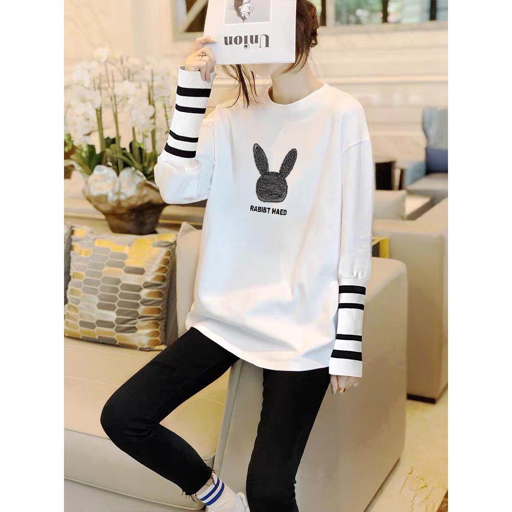 白色长袖t恤女春秋冬2025新款中长款遮屁股内搭加绒大码打底衫潮