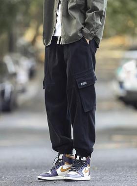 it neith BIAS潮牌美式痞帅多口袋机能工装裤男ins宽松休闲束脚裤