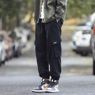 neith 男ins宽松休闲束脚裤 BIAS潮牌美式 裤 痞帅多口袋机能工装
