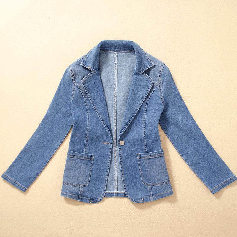 韩国春秋牛仔西装外套女短款修身2025新款小个子西服休闲薄款上衣,女装/女士精品,西装,淘宝优惠券,粉丝福利购,淘宝优惠卷