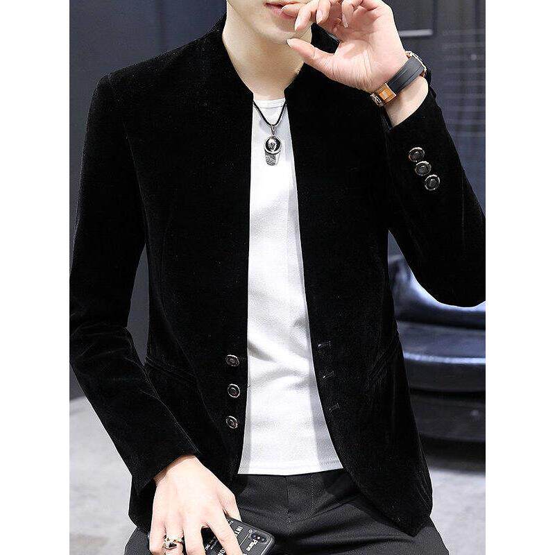 斯蒂芬黑色立领西装外套男春秋季2026新款高端新中式休闲男士西服