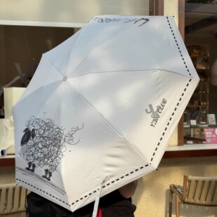 Y2NG原创小羊插画黑胶防晒晴雨两用折叠伞防晒遮阳伞